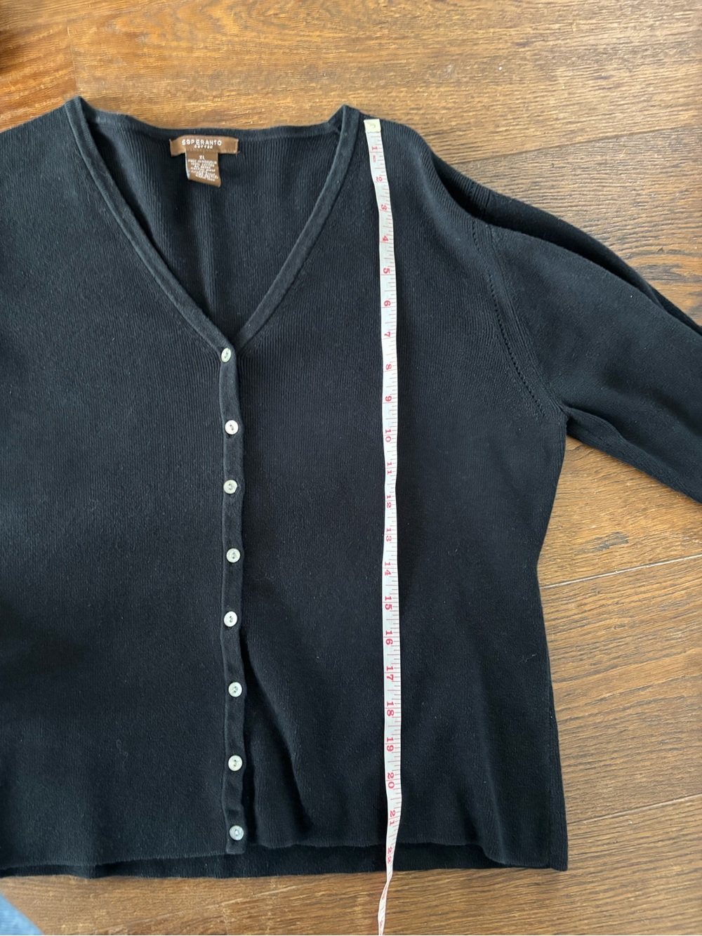 Vintage Cotton Black V-Neck Button Front Sweater - Picture 9 of 9